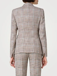 Stretch Blazer Check Print