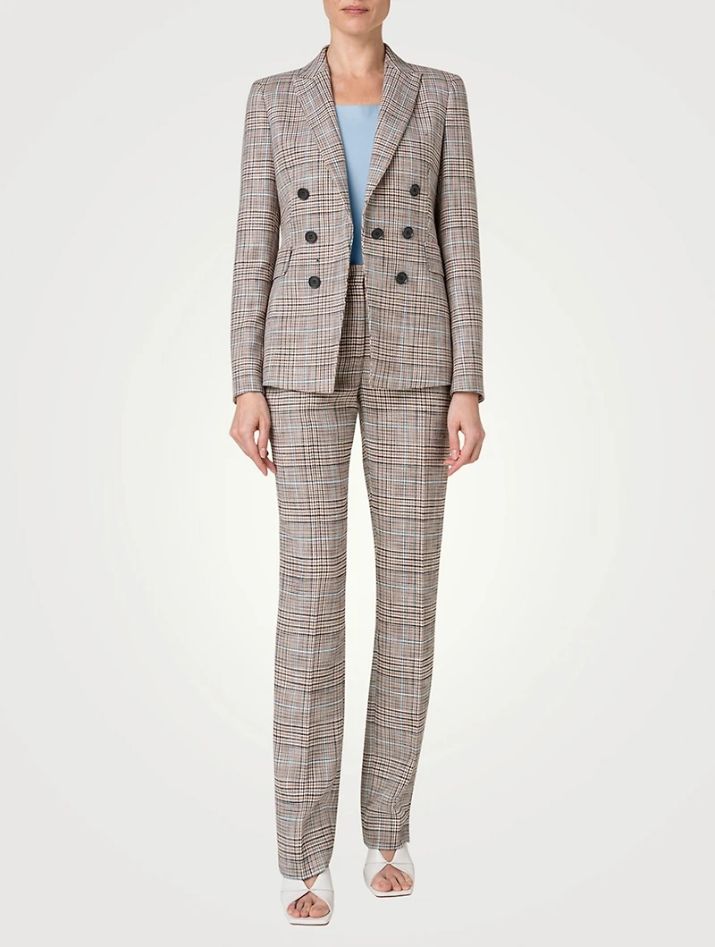 Stretch Blazer Check Print
