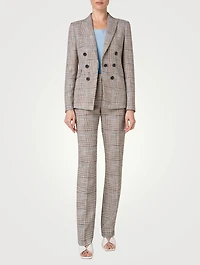 Stretch Blazer Check Print