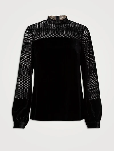 Velvet Laser-Cut Blouse