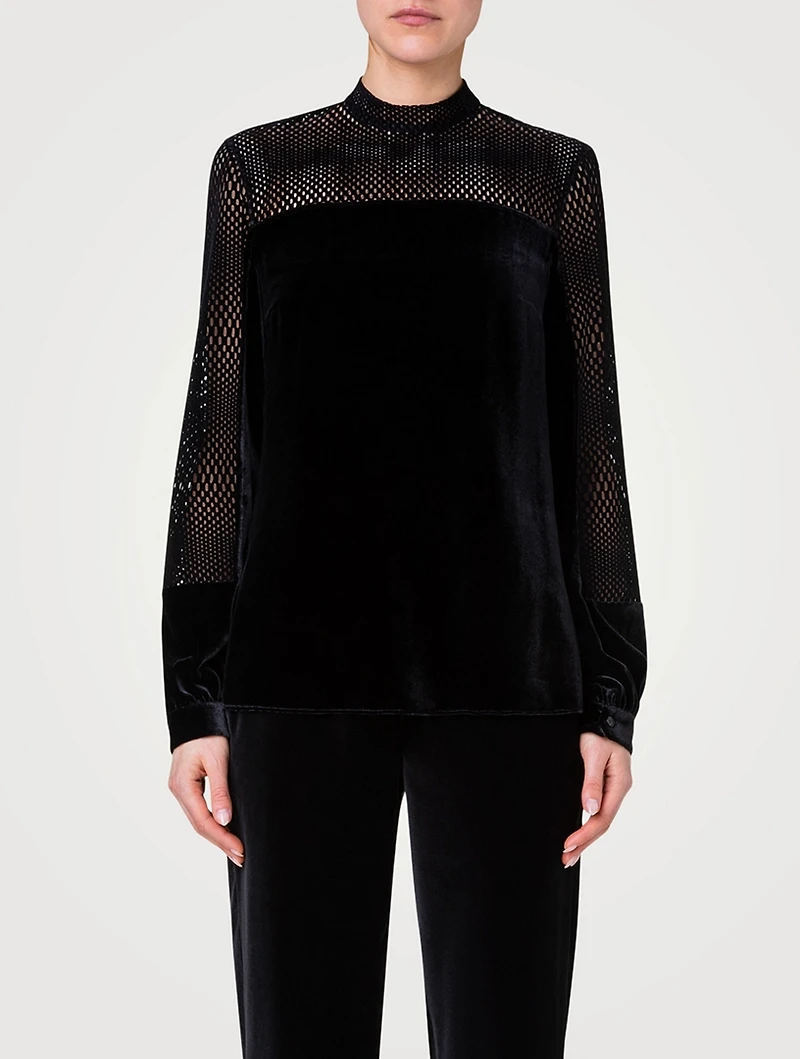 Velvet Laser-Cut Blouse