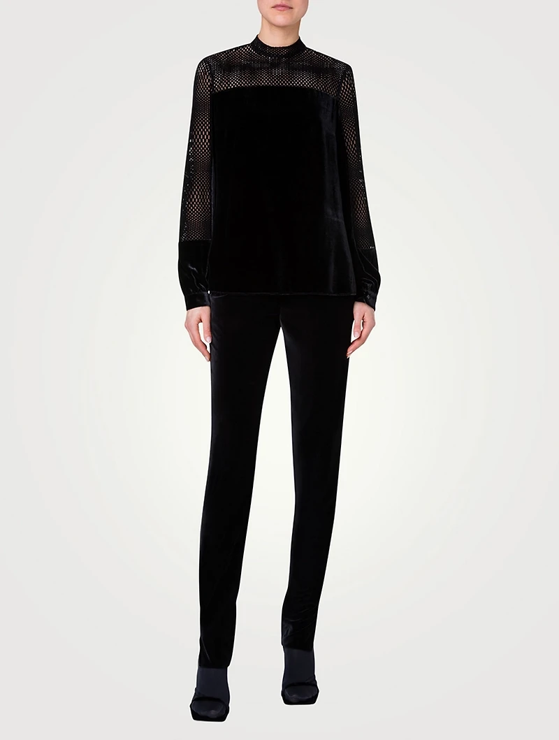Velvet Laser-Cut Blouse