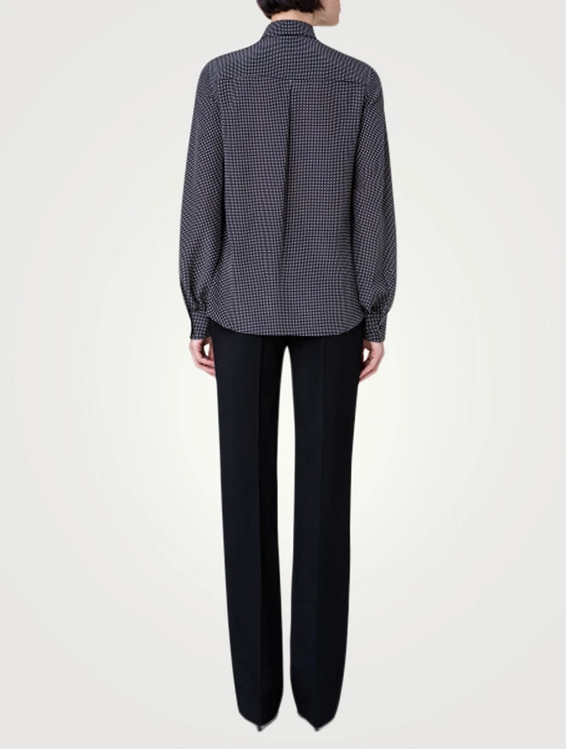 Silk Bow Blouse Dot Print