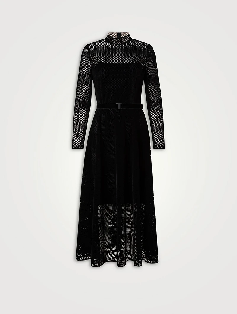 Velvet Laser-Cut Midi Dress