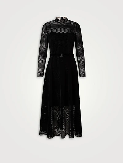 Velvet Laser-Cut Midi Dress