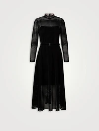 Velvet Laser-Cut Midi Dress