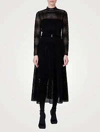 Velvet Laser-Cut Midi Dress