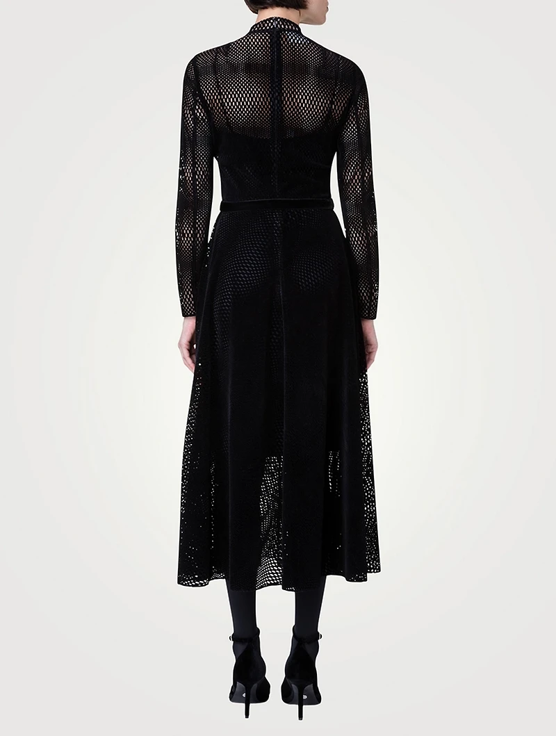 Velvet Laser-Cut Midi Dress