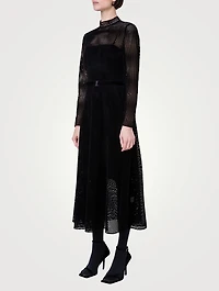 Velvet Laser-Cut Midi Dress