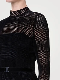 Velvet Laser-Cut Midi Dress