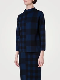 Merino Wool Gingham Jacquard Sweater