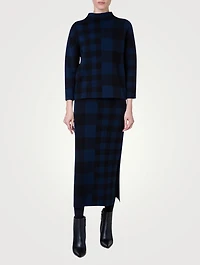 Merino Wool Gingham Jacquard Sweater