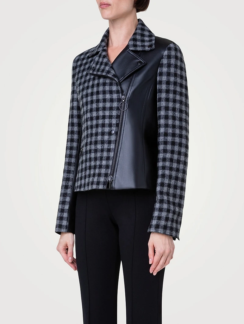 Wool Tweed Mixed Moto Jacket