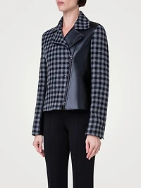 Wool Tweed Mixed Moto Jacket