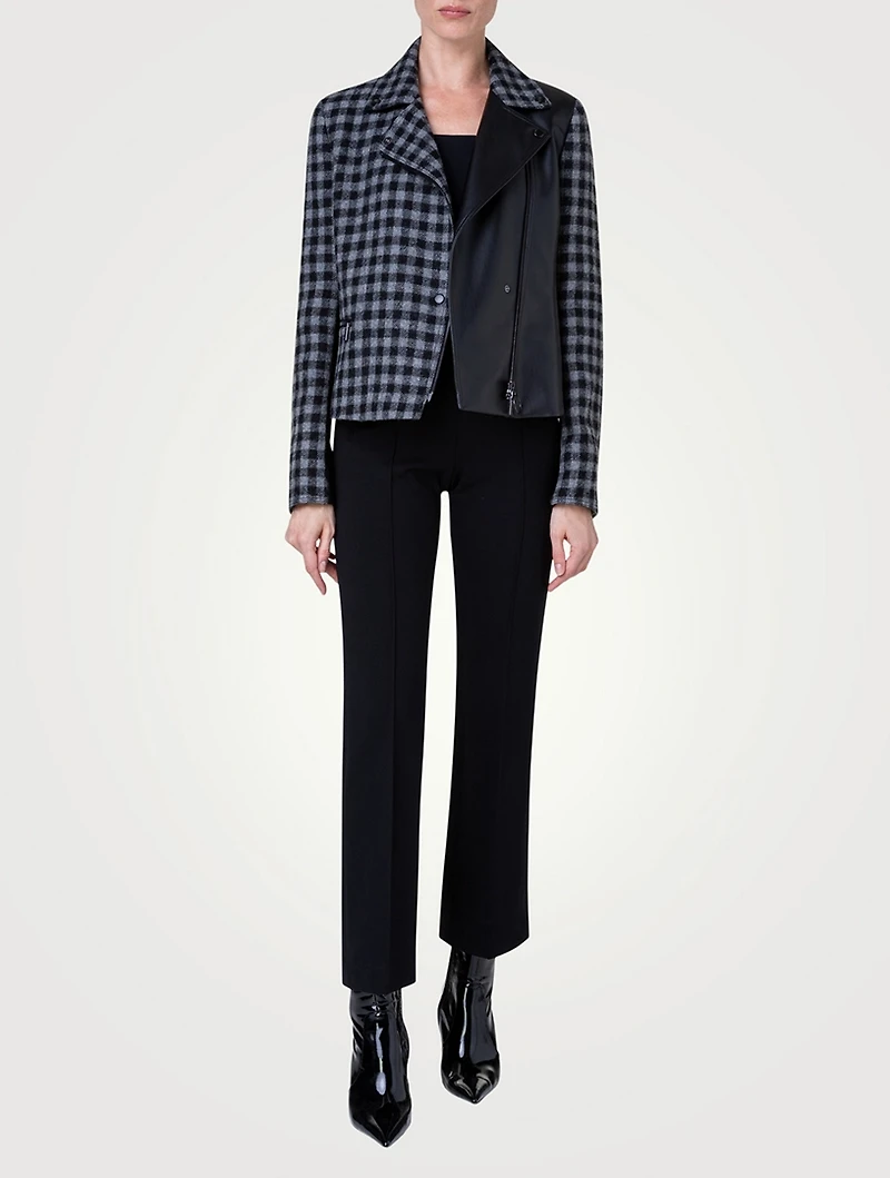 Wool Tweed Mixed Moto Jacket