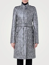 Lacquered Tweed Belted Coat