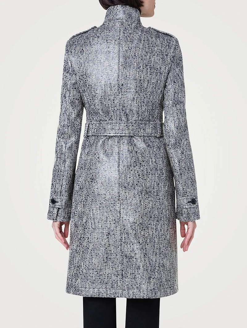 Lacquered Tweed Belted Coat