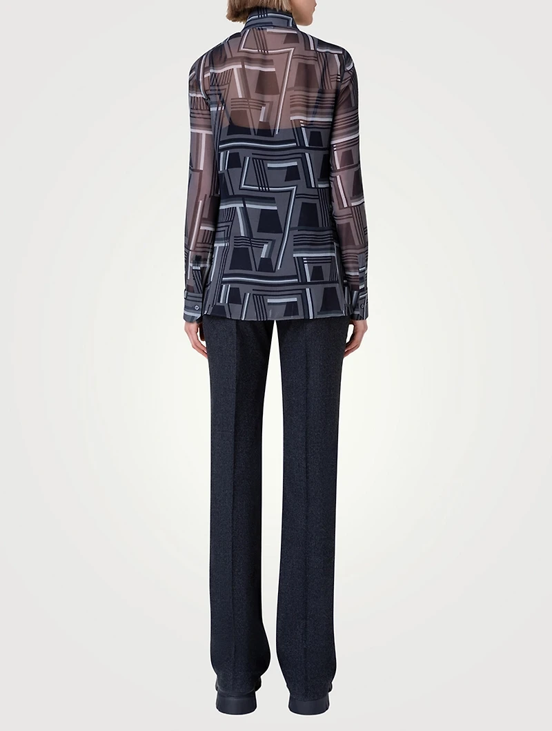 Silk Georgette Tunic Top Zig Zag Trapezoid Print