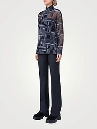 Silk Georgette Tunic Top Zig Zag Trapezoid Print