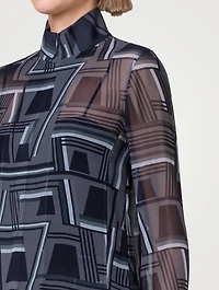 Silk Georgette Tunic Top Zig Zag Trapezoid Print