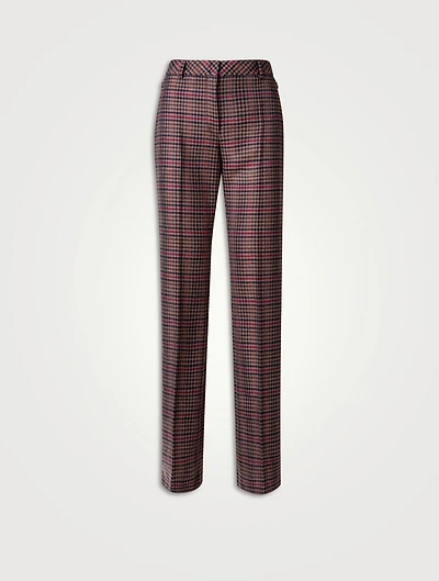 Marilyn Wool Bootcut Trousers Check Print