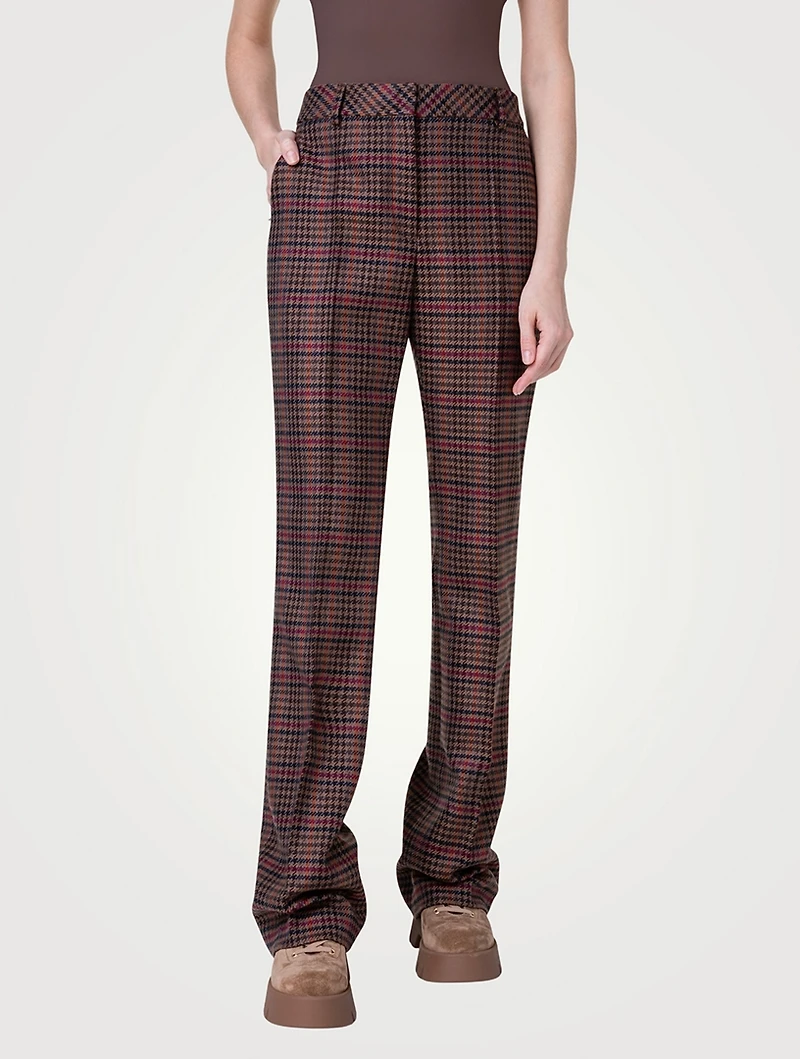 Marilyn Wool Bootcut Trousers Check Print