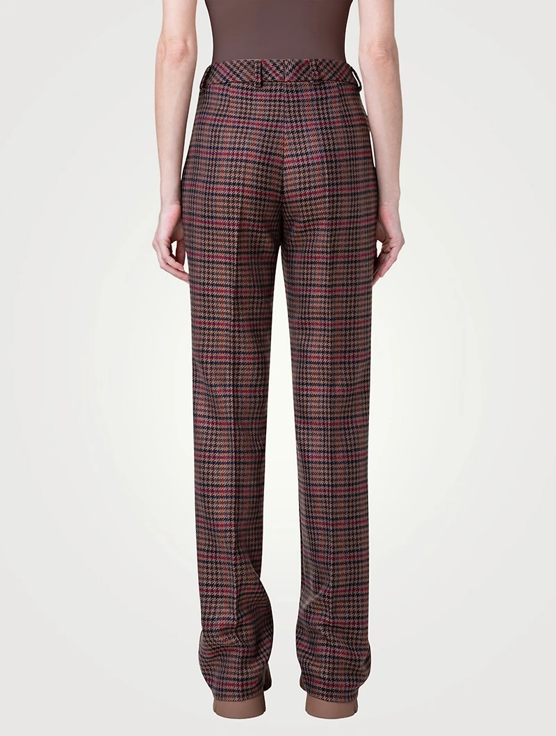 Marilyn Wool Bootcut Trousers Check Print
