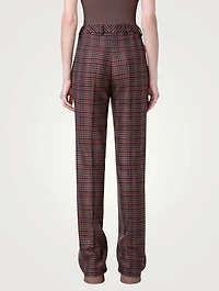 Marilyn Wool Bootcut Trousers Check Print