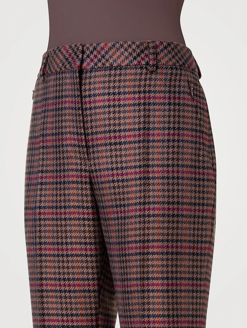 Marilyn Wool Bootcut Trousers Check Print
