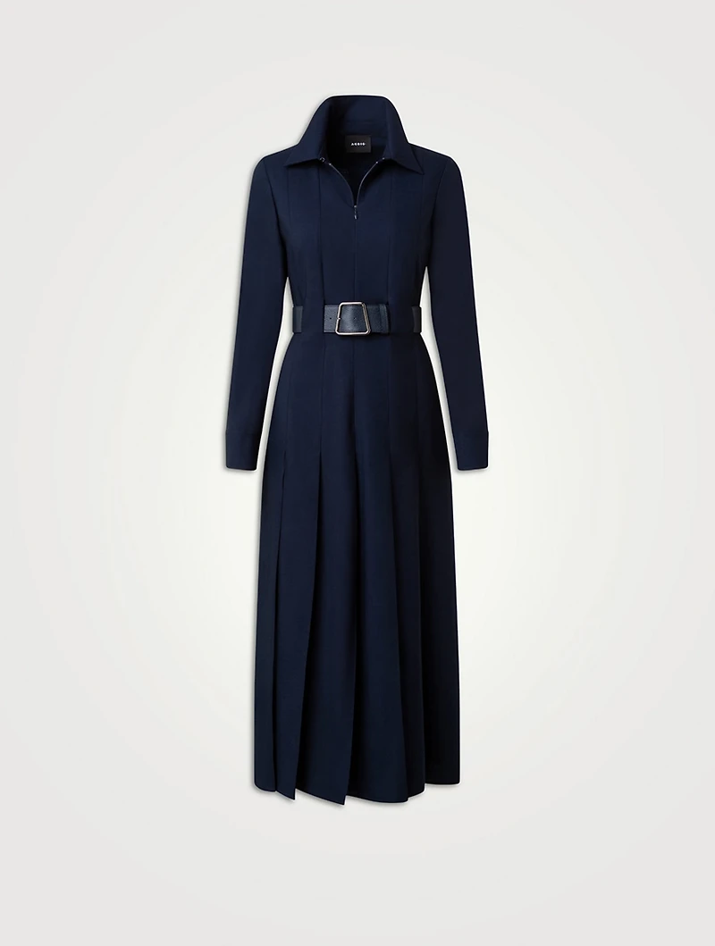 Belted Wool Midi Dress