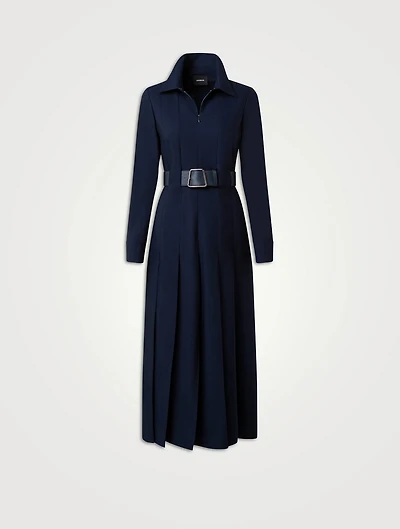 Belted Wool Midi Dress