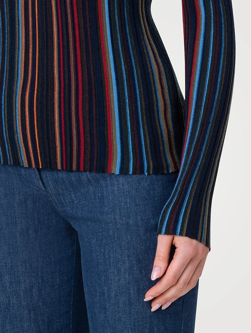 Irregular Striped Wool Silk Sweater