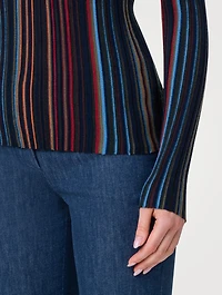 Irregular Striped Wool Silk Sweater