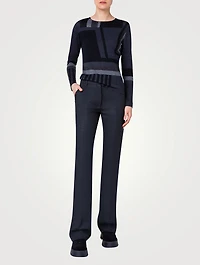 Zig Zag Trapezoid Intarsia Wool Silk Sweater