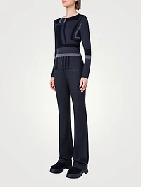 Zig Zag Trapezoid Intarsia Wool Silk Sweater