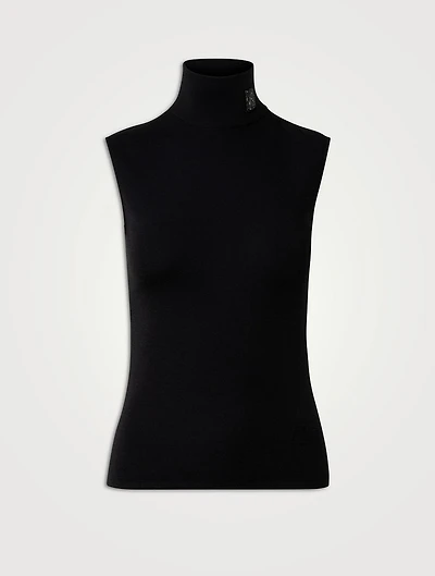 Swarovski Crystal Cashmere And Silk Sleeveless Turtleneck