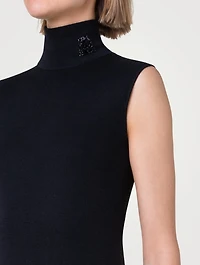 Swarovski Crystal Cashmere And Silk Sleeveless Turtleneck