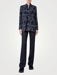 Percival Stretch Wool Crêpe Blazer Zig Zag Trapezoid Print