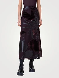 Techno Maxi Skirt With Floral Appliqué