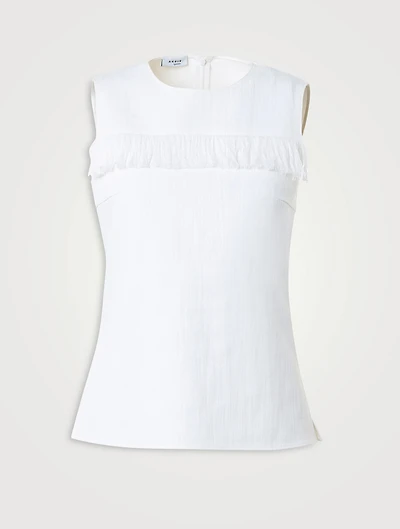 Fringe-Trimmed Stretch Denim Top
