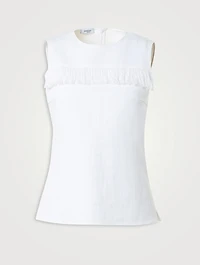 Fringe-Trimmed Stretch Denim Top