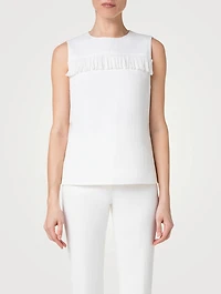 Fringe-Trimmed Stretch Denim Top