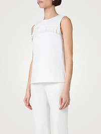 Fringe-Trimmed Stretch Denim Top