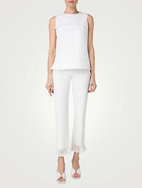 Fringe-Trimmed Stretch Denim Top
