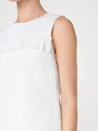 Fringe-Trimmed Stretch Denim Top