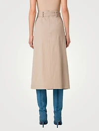 Belted Denim Midi Skirt