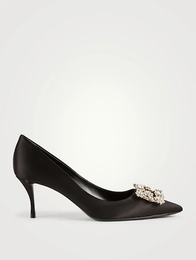 Flower Strass Silk Satin Pumps