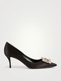 Flower Strass Silk Satin Pumps
