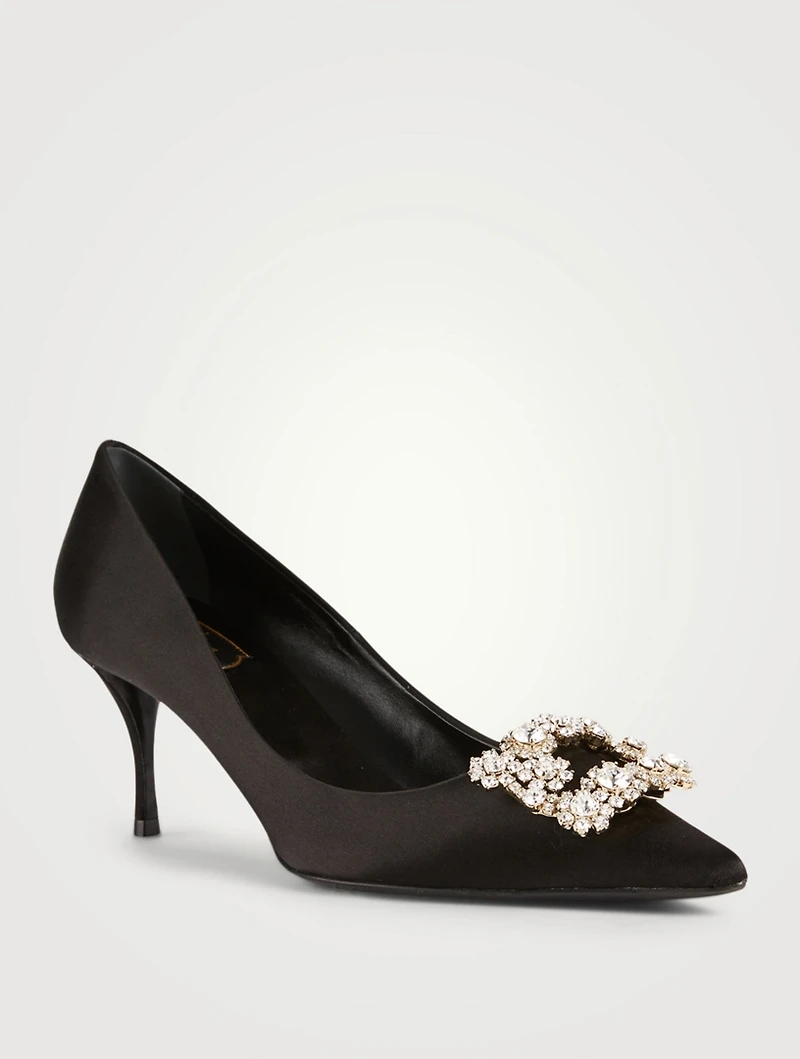 Flower Strass Silk Satin Pumps