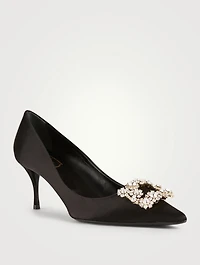 Flower Strass Silk Satin Pumps